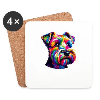 Pop Art coloré Glen Of Imaal Terrier Terriers - Dessous de verre (lot de 4) - blanc - Devant