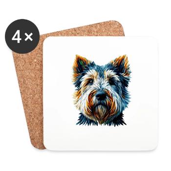 Polygon Art Glen Of Imaal Terrier Terriers - Dessous de verre (lot de 4) - blanc - Devant