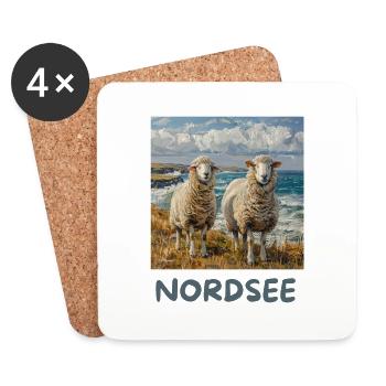 Moutons de la mer du Nord Allemagne du Nord Basse-Saxe - Dessous de verre (lot de 4) - blanc - Devant