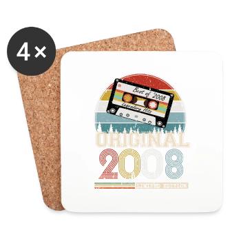 Vintage 2008 Cadeau Anniversaire 16 ans - Dessous de verre (lot de 4) - blanc - Devant