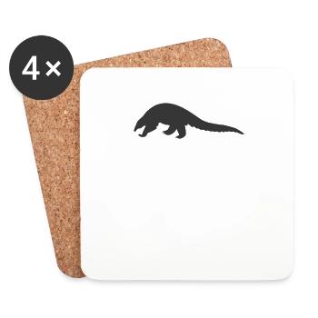 Pangolin Sillouhette T-Shirt Endangered Species - Coasters (set of 4) - white - Front