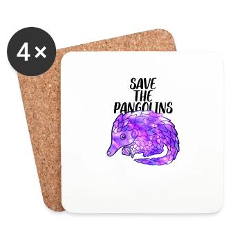 Save The Pangolins T-Shirt Cool Anteater Animal - Coasters (set of 4) - white - Front