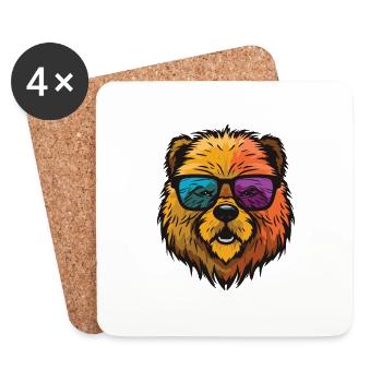 Chow Chow Chien Hipster Cool Party - Dessous de verre (lot de 4) - blanc - Devant