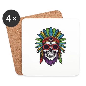 Apache Skull Indian - Coasters (set of 4) - white - Front