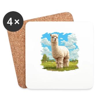 Alpaca Alpakas Alpaka - Untersetzer (4er-Set) - Weiß - Vorne