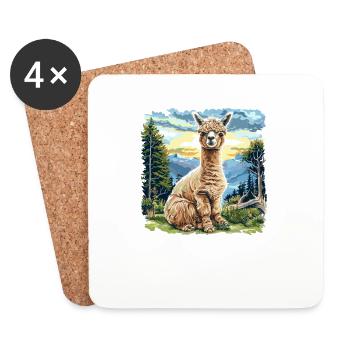 Alpaca Alpakas Alpaka - Untersetzer (4er-Set) - Weiß - Vorne