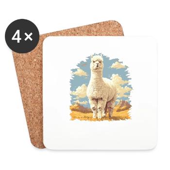 Alpaca Alpakas Alpaka - Untersetzer (4er-Set) - Weiß - Vorne