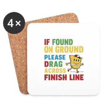 If On Ground Please Drag Across Finish Line 9 - Untersetzer (4er-Set) - Weiß - Vorne