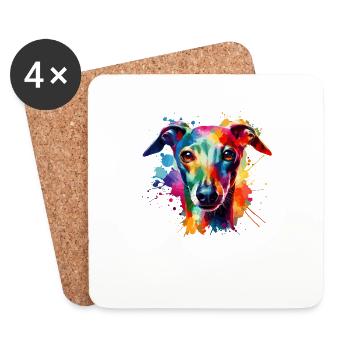 Bunte Splash Art Italienisch Windhund Italienisch - Untersetzer (4er-Set) - Weiß - Vorne