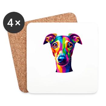 Pop Art coloré Italien Lévrier Italien - Dessous de verre (lot de 4) - blanc - Devant