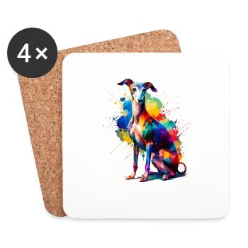 Bunte Splash Art Italienisch Windhund Italienisch - Untersetzer (4er-Set) - Weiß - Vorne