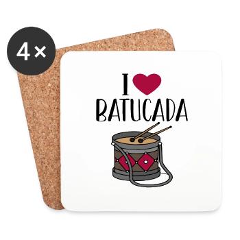 Batucada-Trommel-Humor - Untersetzer (4er-Set) - Weiß - Vorne
