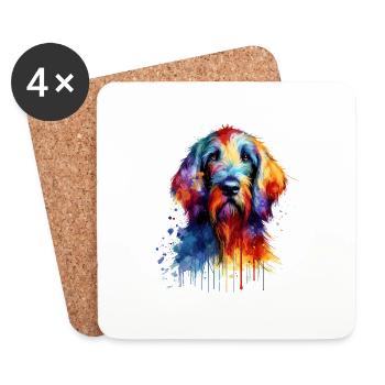 Bunte Splash Art Italienisch Spinone Italiano - Untersetzer (4er-Set) - Weiß - Vorne