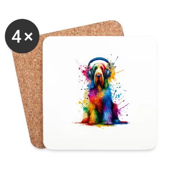 Casque Splash Art Coloré Spinone Italien - Dessous de verre (lot de 4) - blanc - Devant