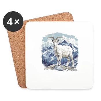 Alpine Goat Bergziegen Bergziege - Untersetzer (4er-Set) - Weiß - Vorne