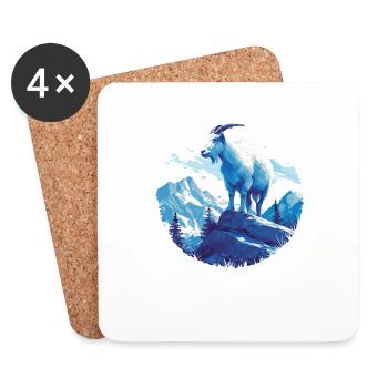 Alpine Goat Bergziegen Bergziege - Untersetzer (4er-Set) - Weiß - Vorne