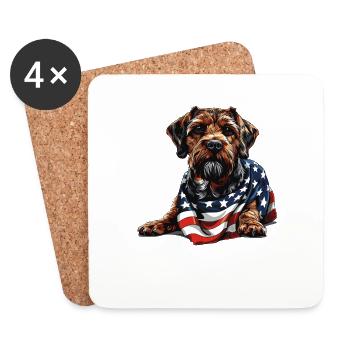 Border Terrier Dog 4th of July American Flag Gifts - Coasters (set of 4) - white - Front