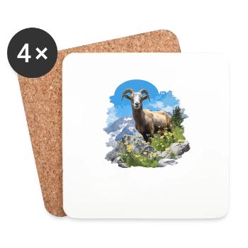 Alpine Goat Bergziegen Bergziege - Untersetzer (4er-Set) - Weiß - Vorne