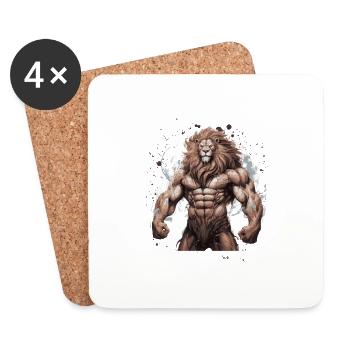 Gymnase de musculation Lion Muscles - Dessous de verre (lot de 4) - blanc - Devant