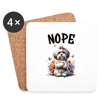 Drôle de dicton havanais non pour les amoureux des chiens - Dessous de verre (lot de 4) - blanc - Devant