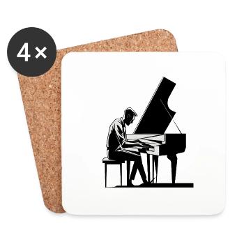 pianiste jouant du piano - Dessous de verre (lot de 4) - blanc - Devant