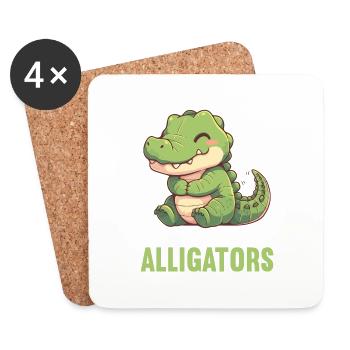 Alligatoren Alligator - Untersetzer (4er-Set) - Weiß - Vorne