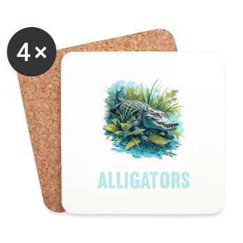 Alligatoren Alligator - Untersetzer (4er-Set) - Weiß - Vorne