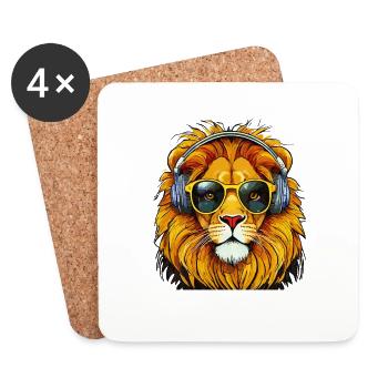 Lion - Dessous de verre (lot de 4) - blanc - Devant