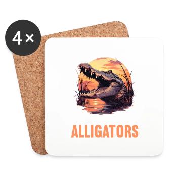 Alligatoren Alligator - Untersetzer (4er-Set) - Weiß - Vorne