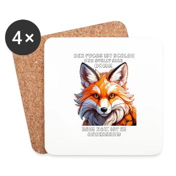 THE FOX IS CLEVER - Coasters (set of 4) - white - Front