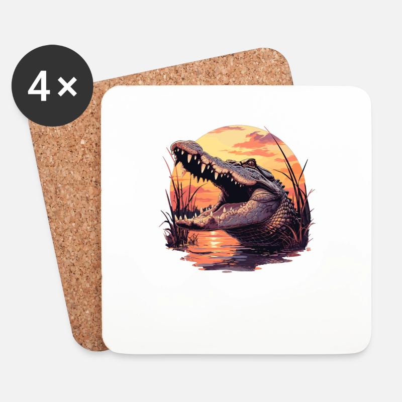 Alligatoren Alligator - Untersetzer (4er-Set) - Weiß
