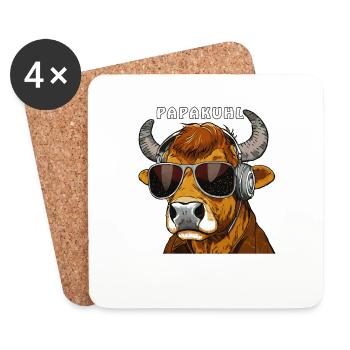 KUH MIT SONNENBRILLE PAPAKUHL - Untersetzer (4er-Set) - Weiß - Vorne