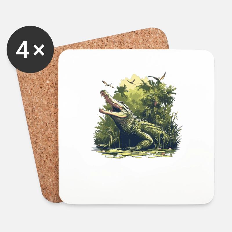 Alligatoren Alligator - Untersetzer (4er-Set) - Weiß
