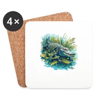 Alligatoren Alligator - Untersetzer (4er-Set) - Weiß - Vorne