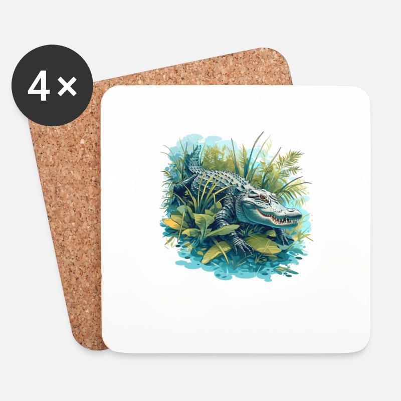 Alligatoren Alligator - Untersetzer (4er-Set) - Weiß