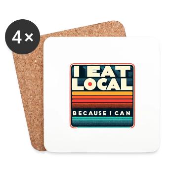 Je mange local parce que je peux 5 - Dessous de verre (lot de 4) - blanc - Devant