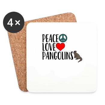T-shirt Peace Love Pangolins fourmilier humour animal - Dessous de verre (lot de 4) - blanc - Devant
