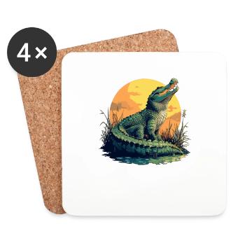 Alligatoren Alligator - Untersetzer (4er-Set) - Weiß - Vorne