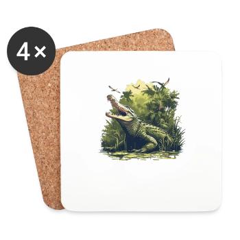 Alligatoren Alligator - Untersetzer (4er-Set) - Weiß - Vorne