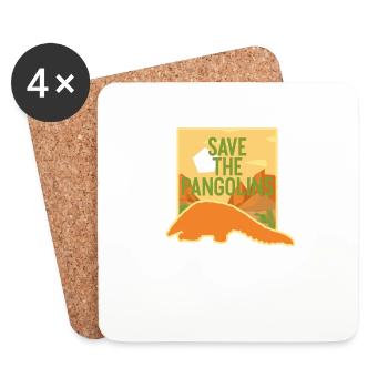 Sauvez les pangolins T-shirt Espèces en voie de disparition Jeu de mots - Dessous de verre (lot de 4) - blanc - Devant