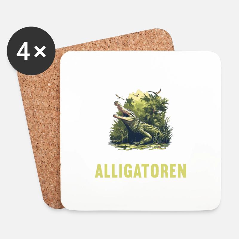Alligatoren Alligator - Untersetzer (4er-Set) - Weiß