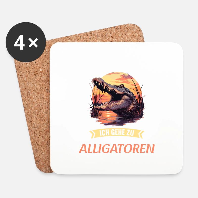 Alligatoren Alligator - Untersetzer (4er-Set) - Weiß