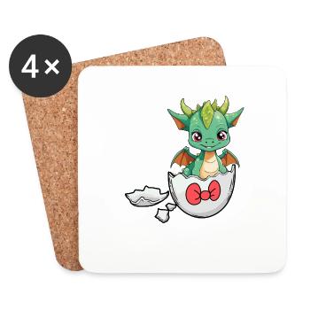 Dragon Dragon Coquille d’oeuf Hatch Bébé Enfant - Dessous de verre (lot de 4) - blanc - Devant