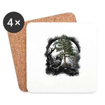 Forest Raven Raven Crow Crow Forest Dweller Dark - Coasters (set of 4) - white - Front