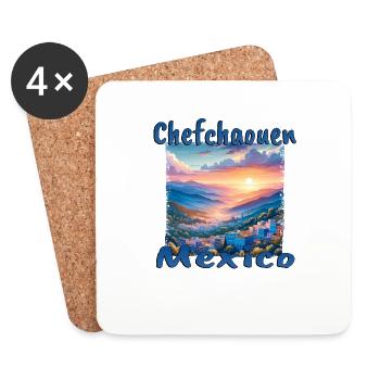 Chefchaouen Mexico Sunset Mountains - Coasters (set of 4) - white - Front