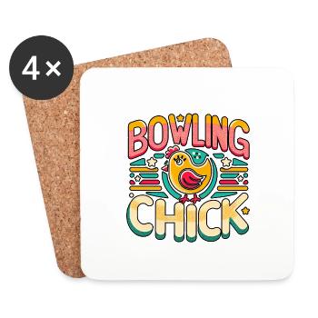 Bowling Chick 17 - Untersetzer (4er-Set) - Weiß - Vorne