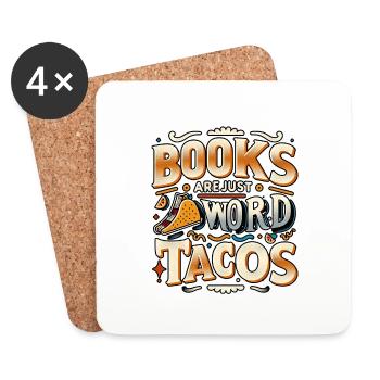 Les livres ne sont que des tacos de mots 20 - Dessous de verre (lot de 4) - blanc - Devant
