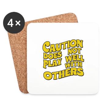 Caution Does Not Play Well With Others 91 - Coasters (set of 4) - white - Front