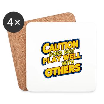 Caution Does Not Play Well With Others 93 - Coasters (set of 4) - white - Front