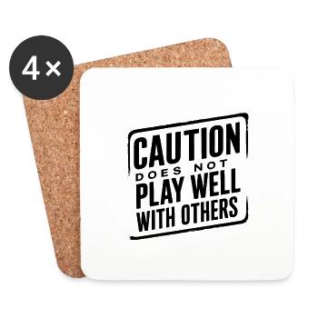 Caution Does Not Play Well With Others 95 - Coasters (set of 4) - white - Front
